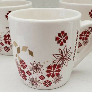 Starbucks Coffee Mugs Set Of 4 Poinsettia 11 oz